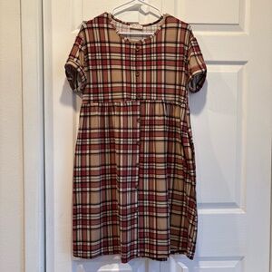 Tea n rose Plaid Fall Knee Length Short Sleeve Dress - Size Small